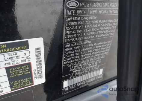 2016 Land Rover Range Rover Sport 3.0L V6 Supercharged Hse из США, поврежденный, VIN SALWR2PF4GA112142